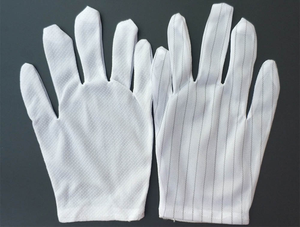 ESD Dotted Gloves With Polyester Fabric Conductive Yarn 